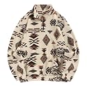 ZAFUL Men 1/4 Zipper Ethnic Aztec Fleece Unisex Winter Sweatshirt Tops 2026