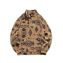 ZAFUL Men 1/4 Zipper Ethnic Aztec Fleece Unisex Winter Sweatshirt Tops 2026