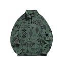 ZAFUL Men 1/4 Zipper Ethnic Aztec Fleece Unisex Winter Sweatshirt Tops 2026