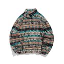 ZAFUL Mens Quarter Zip Fleece Pullover Oversized Vintage Aztec Sweatshirt