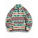ZAFUL Mens Quarter Zip Fleece Pullover Oversized Vintage Aztec Sweatshirt
