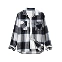ZAFUL Unisex Plaid Flannel Shirt Jacket Button Down Long Sleeve Pocket Coat Outwear