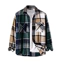 ZAFUL Unisex Plaid Flannel Shirt Jacket Button Down Long Sleeve Pocket Coat Outwear