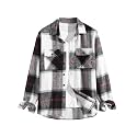 ZAFUL Unisex Plaid Flannel Shirt Jacket Button Down Long Sleeve Pocket Coat Outwear