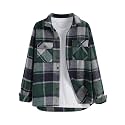 ZAFUL Unisex Plaid Flannel Shirt Jacket Button Down Long Sleeve Pocket Coat Outwear