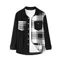 ZAFUL Unisex Plaid Flannel Shirt Jacket Button Down Long Sleeve Pocket Coat Outwear