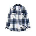 ZAFUL Unisex Plaid Flannel Shirt Jacket Button Down Long Sleeve Pocket Coat Outwear