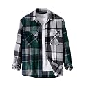 ZAFUL Unisex Plaid Flannel Shirt Jacket Button Down Long Sleeve Pocket Coat Outwear