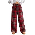 ZAFUL Women's Fuzzy Plush Pajama Pants Wide Leg Pj Bottoms Lounge Pants