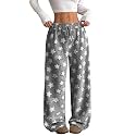 ZAFUL Women's Fuzzy Plush Pajama Pants Wide Leg Pj Bottoms Lounge Pants