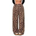 ZAFUL Women's Fuzzy Plush Pajama Pants Wide Leg Pj Bottoms Lounge Pants