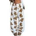 ZAFUL Women's Fuzzy Plush Pajama Pants Wide Leg Pj Bottoms Lounge Pants