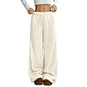 ZAFUL Women's Fuzzy Plush Pajama Pants Wide Leg Pj Bottoms Lounge Pants