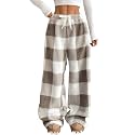 ZAFUL Women's Fuzzy Plush Pajama Pants Wide Leg Pj Bottoms Lounge Pants
