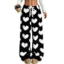 ZAFUL Women's Fuzzy Plush Pajama Pants Wide Leg Pj Bottoms Lounge Pants
