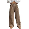 ZAFUL Women's Fuzzy Plush Pajama Pants Wide Leg Pj Bottoms Lounge Pants