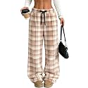 ZAFUL Women's Fuzzy Plush Pajama Pants Wide Leg Pj Bottoms Lounge Pants