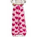 ZAFUL Women's Fuzzy Plush Pajama Pants Wide Leg Pj Bottoms Lounge Pants