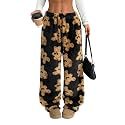 ZAFUL Women's Fuzzy Plush Pajama Pants Wide Leg Pj Bottoms Lounge Pants