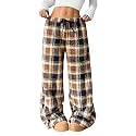 ZAFUL Women's Fuzzy Plush Pajama Pants Wide Leg Pj Bottoms Lounge Pants