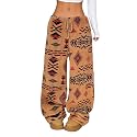 ZAFUL Women's Fuzzy Plush Pajama Pants Wide Leg Pj Bottoms Lounge Pants