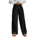 ZAFUL Women's Fuzzy Plush Pajama Pants Wide Leg Pj Bottoms Lounge Pants