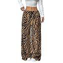 ZAFUL Women's Fuzzy Plush Pajama Pants Wide Leg Pj Bottoms Lounge Pants