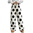 ZAFUL Women's Fuzzy Plush Pajama Pants Wide Leg Pj Bottoms Lounge Pants