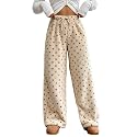 ZAFUL Women's Fuzzy Plush Pajama Pants Wide Leg Pj Bottoms Lounge Pants