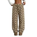 ZAFUL Women's Fuzzy Plush Pajama Pants Wide Leg Pj Bottoms Lounge Pants