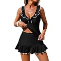 ZAFUL Women Tankini Swimsuits Ruffles Bathing Suit Swim Tank Top with Skirt