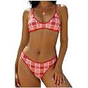 ZAFUL Women's Tie Back Padded High Cut Bralette Bikini Set 2 Piece Swimsuit