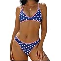 ZAFUL Women's Tie Back Padded High Cut Bralette Bikini Set 2 Piece Swimsuit