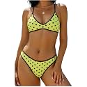ZAFUL Women's Tie Back Padded High Cut Bralette Bikini Set 2 Piece Swimsuit