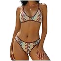 ZAFUL Women's Tie Back Padded High Cut Bralette Bikini Set 2 Piece Swimsuit