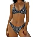 ZAFUL Women's Tie Back Padded High Cut Bralette Bikini Set 2 Piece Swimsuit