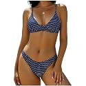 ZAFUL Women's Tie Back Padded High Cut Bralette Bikini Set 2 Piece Swimsuit
