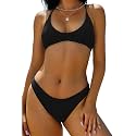 ZAFUL Women's Tie Back Padded High Cut Bralette Bikini Set 2 Piece Swimsuit