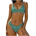 ZAFUL Women's Tie Back Padded High Cut Bralette Bikini Set 2 Piece Swimsuit
