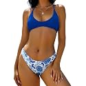 ZAFUL Women's Tie Back Padded High Cut Bralette Bikini Set 2 Piece Swimsuit