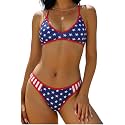ZAFUL Women's Tie Back Padded High Cut Bralette Bikini Set 2 Piece Swimsuit