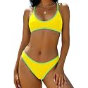 ZAFUL Women's Tie Back Padded High Cut Bralette Bikini Set 2 Piece Swimsuit