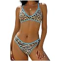ZAFUL Women's Tie Back Padded High Cut Bralette Bikini Set 2 Piece Swimsuit