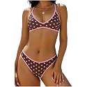 ZAFUL Women's Tie Back Padded High Cut Bralette Bikini Set 2 Piece Swimsuit