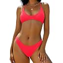 ZAFUL Women's Tie Back Padded High Cut Bralette Bikini Set 2 Piece Swimsuit