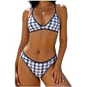 ZAFUL Women's Tie Back Padded High Cut Bralette Bikini Set 2 Piece Swimsuit