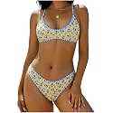 ZAFUL Women's Tie Back Padded High Cut Bralette Bikini Set 2 Piece Swimsuit