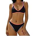 ZAFUL Women's Tie Back Padded High Cut Bralette Bikini Set 2 Piece Swimsuit