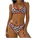 ZAFUL Women's Tie Back Padded High Cut Bralette Bikini Set 2 Piece Swimsuit