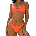 ZAFUL Women's Tie Back Padded High Cut Bralette Bikini Set 2 Piece Swimsuit